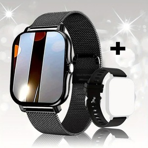 GGP Steel Bracelet With Silicone Strap Black Smart Fitness Watch With Large Display 24 Sport Modes, Heart Rate Monitor & More