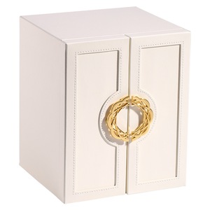 GGP White Elegant 5 Layer Large Capacity Jewelry Storage Box With Dual Opening Doors Perfect For Organizing Necklaces, Rings, Earrings, And More(Jewelry Is A Photo Prop And Is Not Included)