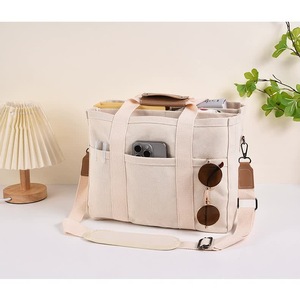 GGP White Large Capacity Multi Compartment Tote Bag Stylish And Versatile For Women, Ideal For Organizing Essentials Or As A Mommy Bag(Photography Props Not Included)