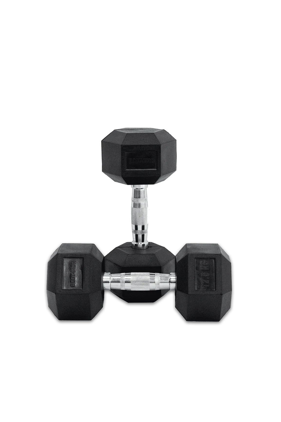 12.5kg Body Iron Commercial Rubber Hex Dumbbell Pair Australia