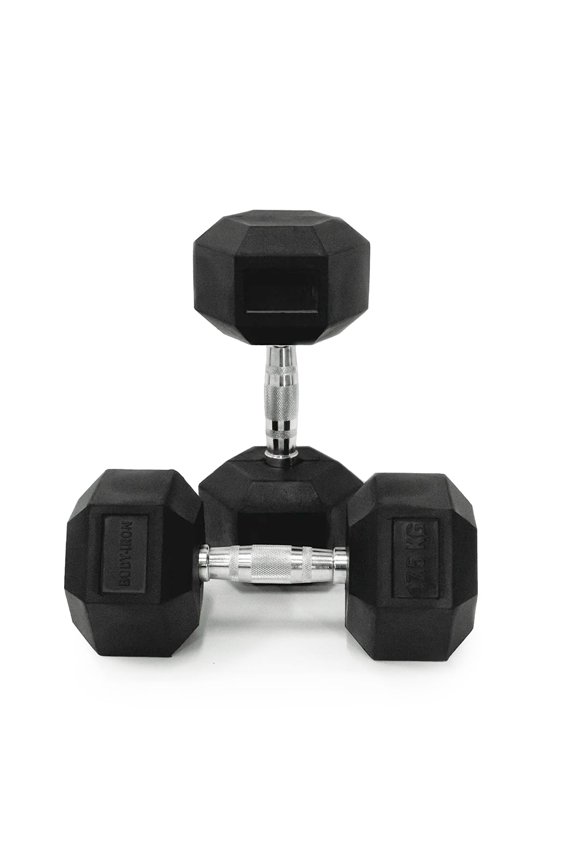 17.5kg Body Iron Commercial Rubber Hex Dumbbell Pair Australia