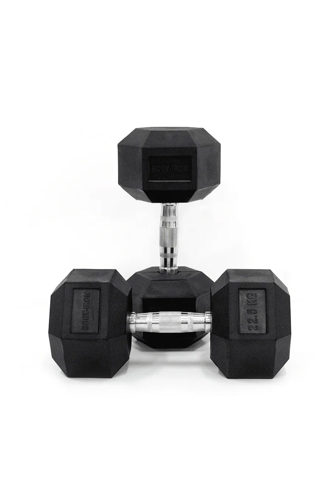 22.5kg Body Iron Commercial Rubber Hex Dumbbell Pair Australia