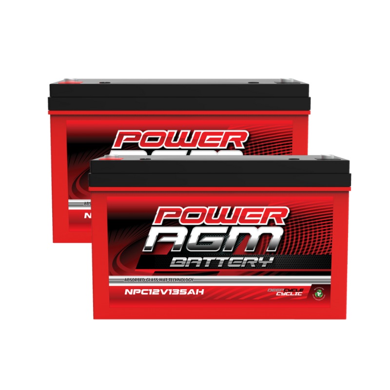 Power AGM 2 x 135Ah 12V Deep Cycle Battery NPC12V135AH Unbranded Australia