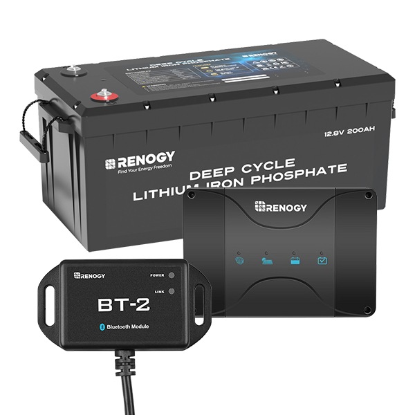 Renogy 200Ah Lithium Battery 50A DC Charger & Bluetooth Module Bundle 