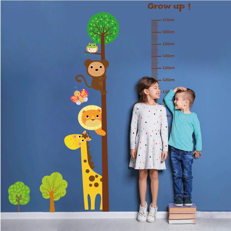 Buy Height Chart Trees, Bear, Lion & Giraffe Removable Wall Sticker