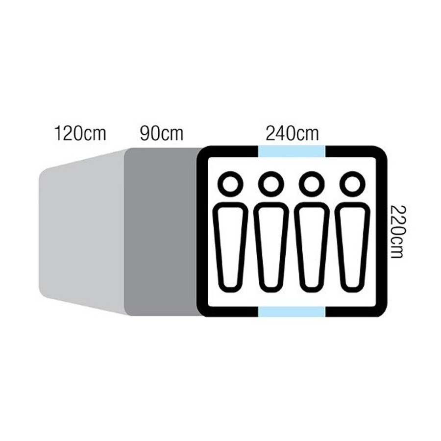 OZtrail Tasman 4V Plus 4-Person Dome Tent - Light Grey/Blue