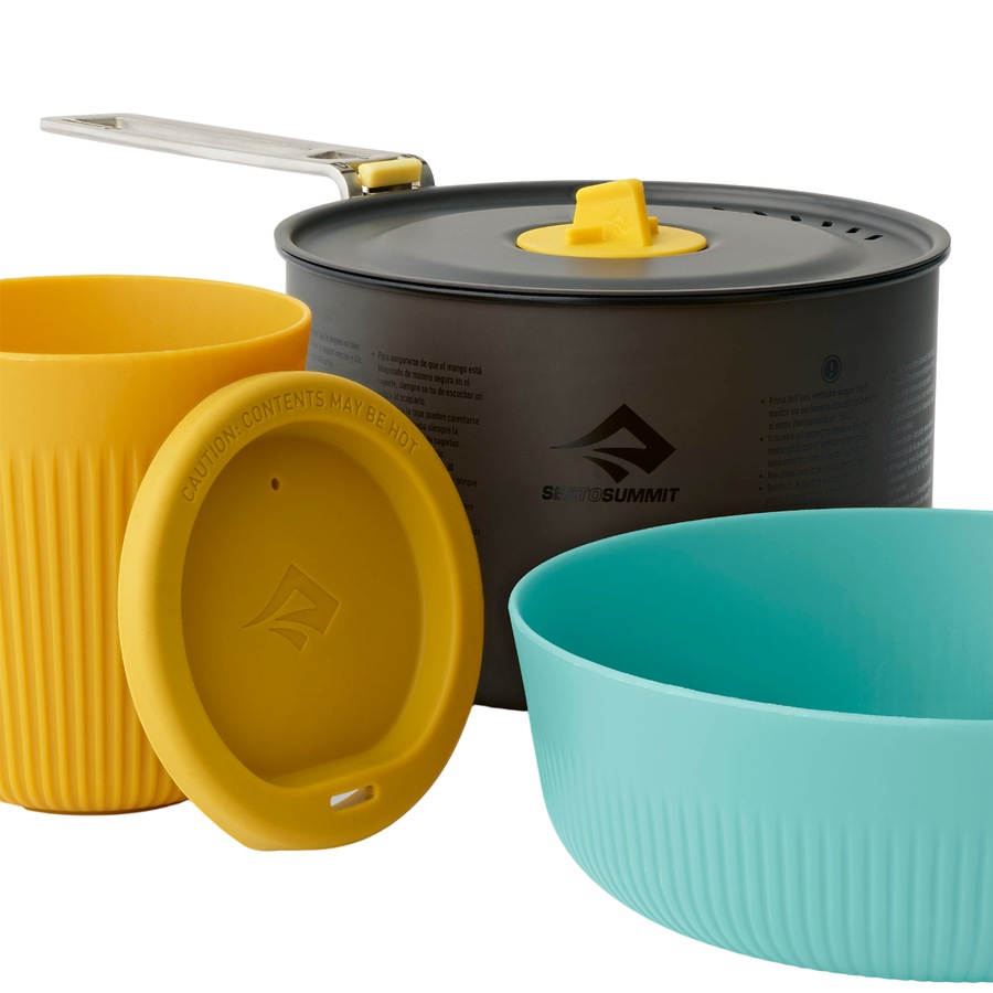 Sea to Summit Frontier 3 Piece Ultralight One Pot 1 Person Cook Set - 1.3L Pot w/ S Bowl and Cup