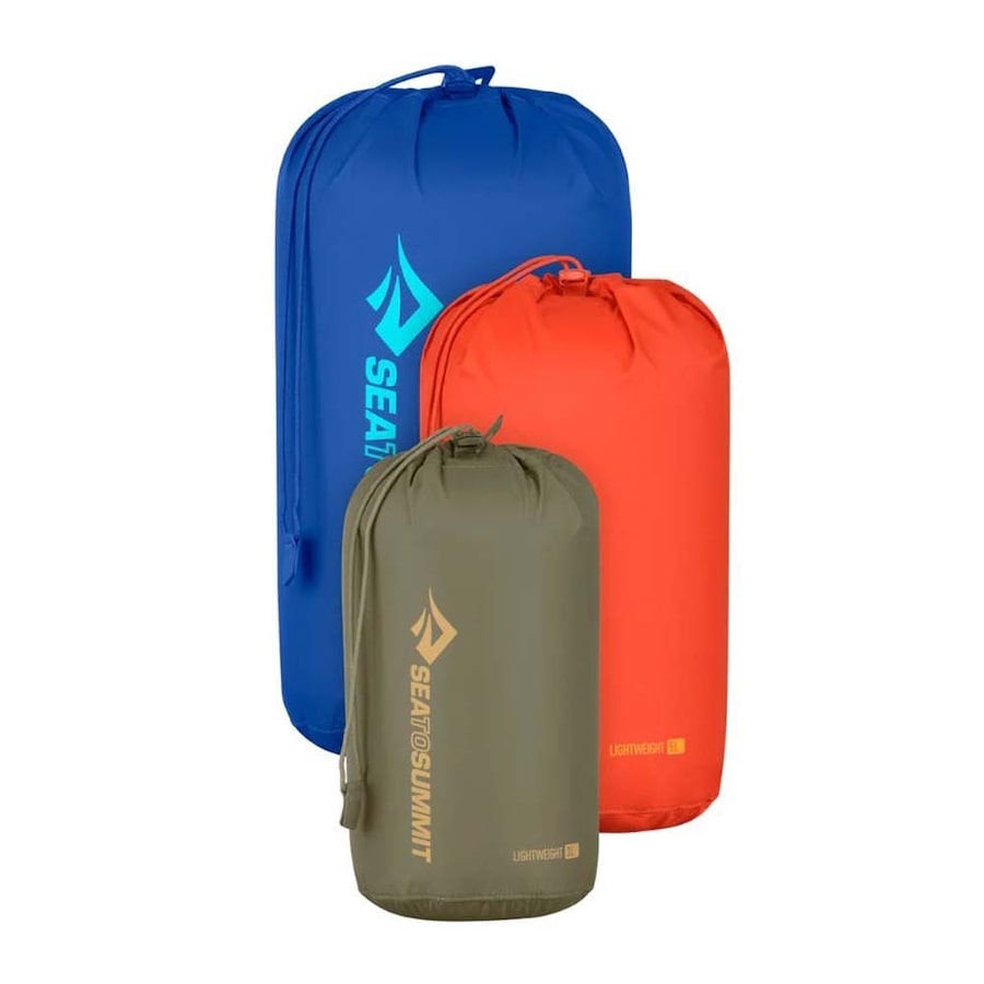 Sea to Summit Lightweight Stuff Sack - 3-Piece Set (3/5/8L) - Burnt Olive/Spicy Orange/Surf the Web