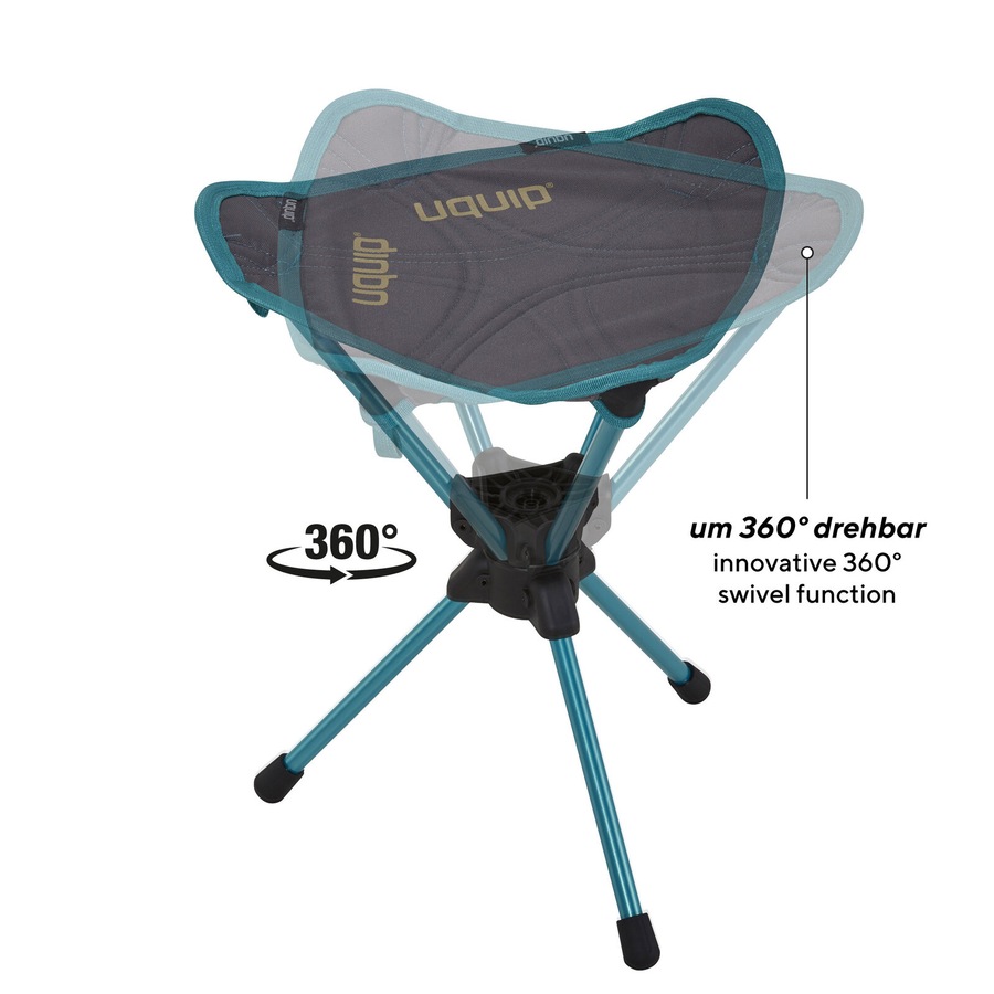 Uquip Three Sixty Mini Swivel Tripod Stool - Petrol/Grey