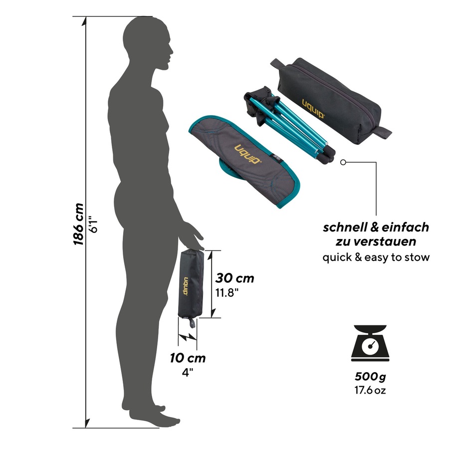 Uquip Three Sixty Mini Swivel Tripod Stool - Petrol/Grey