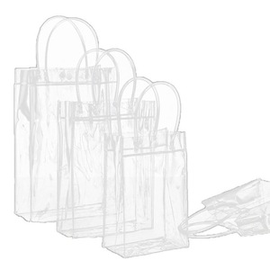 100x PVC Transparent Gift Tote Bag with Snap Button for Packaging
