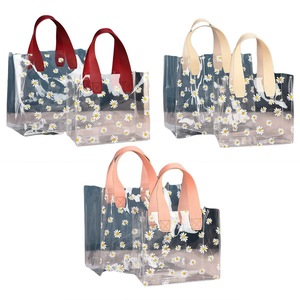 10pcs Small Fresh Transparent PVC Tote Bag Wedding Candy Gift Bag Daisy Design