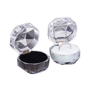 20pcs Acrylic Octagonal Jewelry Ring Earrings Box Transparent Display Cases