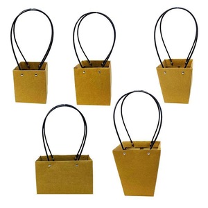 25x Kraft Paper Bag Flowers Waterproof Bouquet Basket Gift Box With Handle