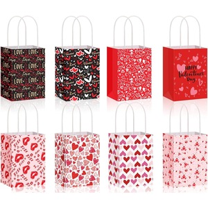 30x Valentines Day Love-Themed Tote Bag Elegant Kraft Paper Handbag Lightweight