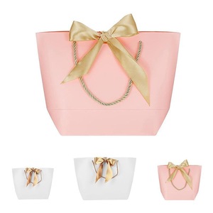 50PCS Goodie Tote Bow Tie Shopping Paper Sacks Resuable Clothing Bag 19X9X20cm
