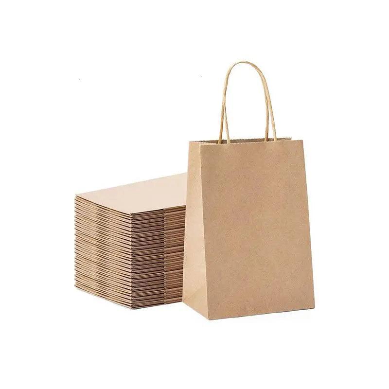 Buy 50X Kraft Paper Bags Bulk Gift Shopping Carry Craft Brown Bag With ...