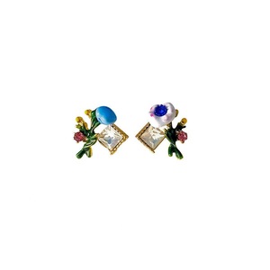 Asymmetric Enamel Flower Earrings for Women Sweet Jewelry Trendy Accessories