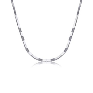 Basic Titanium Steel Silver Slide Block Chain Sparkling Necklace Women Jewelry