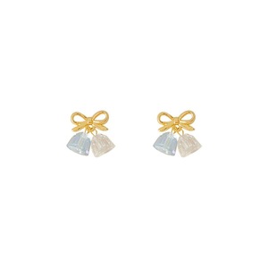 Blue Wind Chime Gold Bow Earrings Fashion Jewelry Boho Style Dangle Earrings
