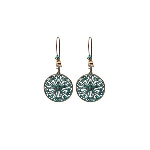 Bohemian Vintage Openwork Floral Round Earrings Elegant Jewelry Women Fashion