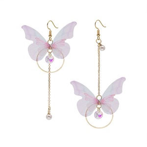 Butterfly Drop Earrings Asymmetrical Long Circle Fringe Dangle Women Jewelry