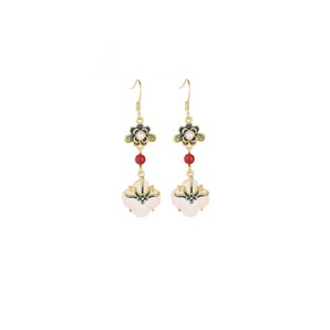 Chinese Flower Earrings Ethnic Style Hanfu Earrings for Traditional Jewelry