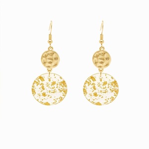 Chinese Vintage Acrylic Round Pendant Long Earrings Fashion Jewelry for Women