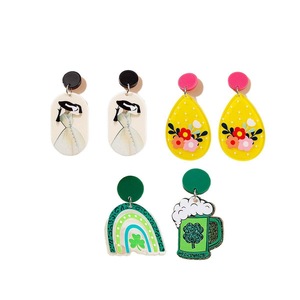 Coloured Geometric Acrylic Stud Earrings Trendy Fashion Jewelry Accessories