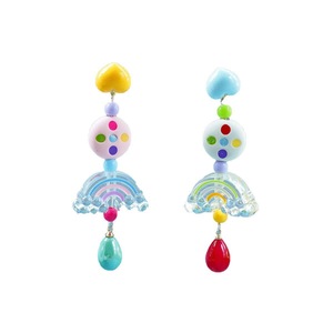 Colourful Beaded Resin Love Earrings Asymmetrical Cloud Design Long Jewelry