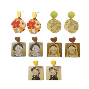 Cute Cartoon Oil Painting Acrylic Earrings Geometric Lace Fashion Jewelry Gift