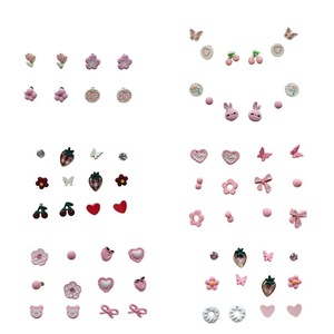 Cute Pink Stud Earrings Set for Women Girls Simple Fashion Jewelry Accessories