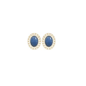 Elegant Blue Oil Drop Oval Earrings Retro Fashion Silver Needle Women Jewelry