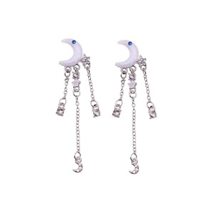 Elegant Moon Zircon Tassel Earrings For Women Exquisite Fashion Jewelry