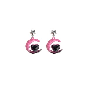 Elegant Pink Black Gradient Love Earrings Niche Design High-End Fashion Jewelry