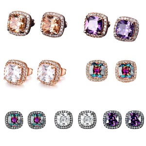 Fashion Earring Buckle Zirconia Stud Earrings Women Elegant Jewelry Accessories