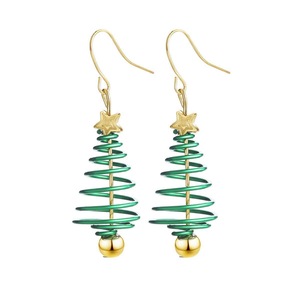 Festive Green Christmas Tree Earrings Holiday Jewelry for Women Gift Accessory