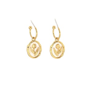 Flower Round Plate Earrings Gentle Temperament Elegant Fashion Jewelry Women