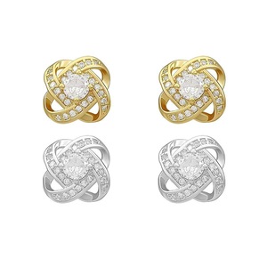 Four Leaf Clover Zircon Stud Earrings Gift For Women Wedding Fashion Jewelry