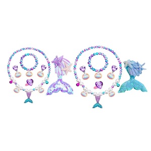 Girls Mermaid Fishtail Jewelry Set Necklace Bracelet Shell Earrings Ring Gift