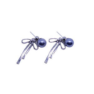 Grey Pearl Ribbon Long Tassel Earrings Elegant Fashion Jewelry for Women Gift