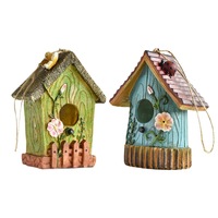 Handmade Birdhouse Resin Cute Patio Garden Hanging Nest Decoration for Outdoors