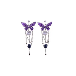 Luxury Crystal Butterfly Bow Earrings Elegant Fashion Niche Exquisite Jewelry