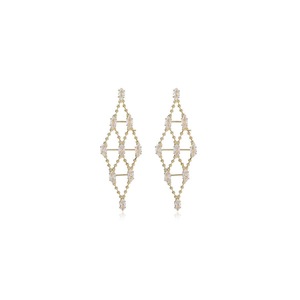 Luxury Diamond-shaped Geometric Hollow Stud Earrings Women Fashion Jewelry