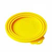 New 1 2 3 Pack Yellow Silicone Pet Food Can Covers Reusable Lids for Pet Food Storage