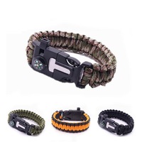 Outdoor Emergency 5 In 1 Survival Paracord Bracelet Flint Starter Whistle Compass