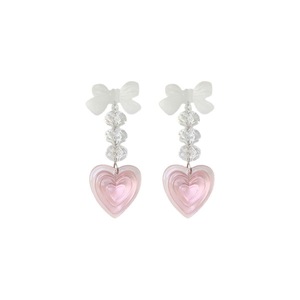 Pink Heart Earrings Long Cute Heart Shaped Dangle Jewelry Women Fashion