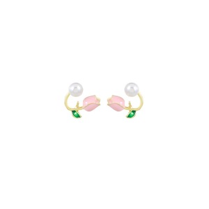 Pink Heart Flower Earrings Sweet Girly Jewelry for Women Fashion Accessories