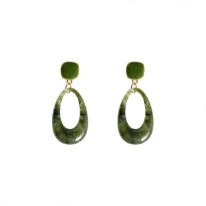 Retro Glossy Green Resin Earrings Women Fashion Round Dangle Jewelry Gift