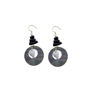 Round Black Shellfish Coral Bead Earrings For Women Elegant Fashion Jewelry